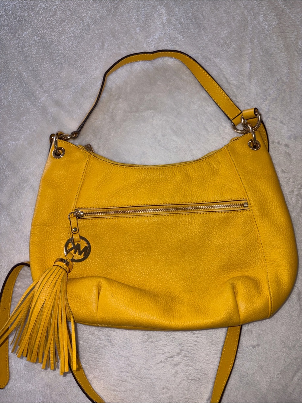 Michael Kors Mustard Yellow Leather Tassel Shoulder or Hand Bag - Picture 5 of 12